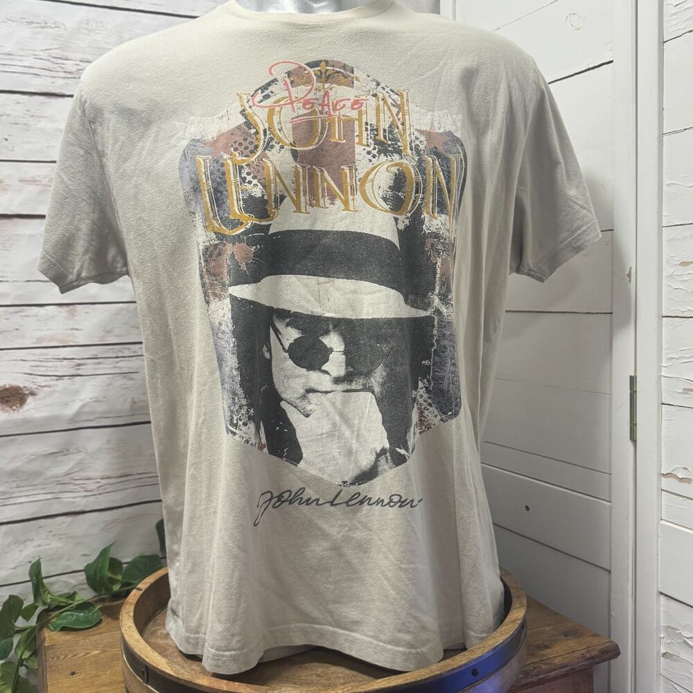 John Lennon Mens Peace Graphic Face Derby Hat Sun Glasses USA T-Shirt XXL VTG